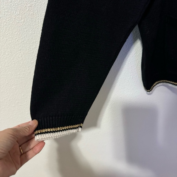 Vintage Terazzo Metallic Wrap Around Giraffe Sweater Black Patch Pockets X-Large - Picture 5 of 9